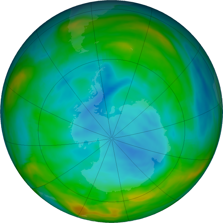 Antarctic ozone map for 06 July 2018